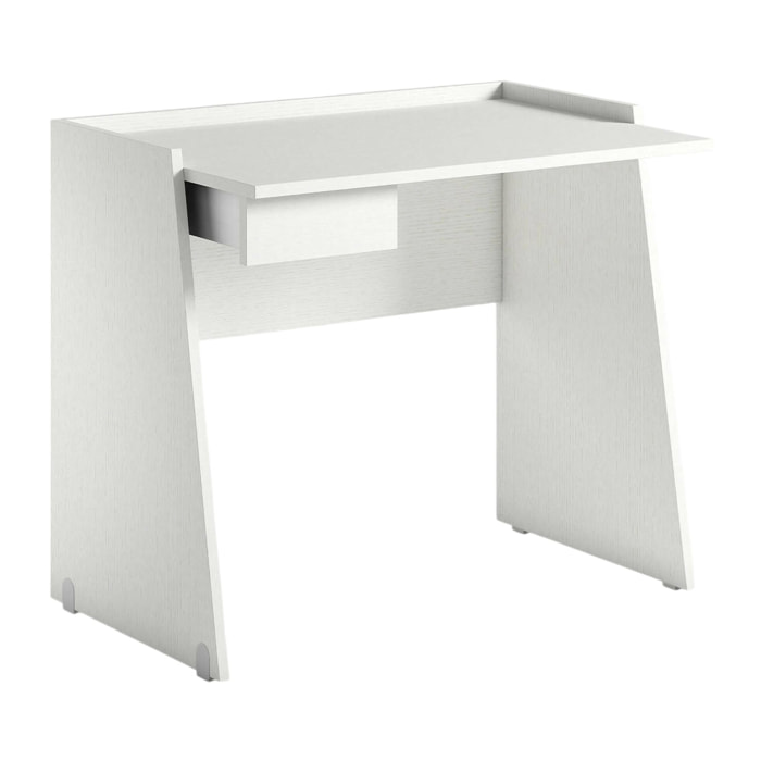Scrivania Abulele, Scrittoio moderno con cassetto, Tavolo da studio o ufficio porta PC portalibri, 100% Made in Italy, 90x60h80 cm, Bianco