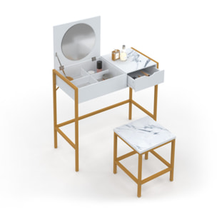 Coiffeuse Glam miroir rabattable avec tabouret