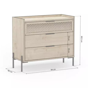 Cómoda Koivu 3 cajones Roble Negro