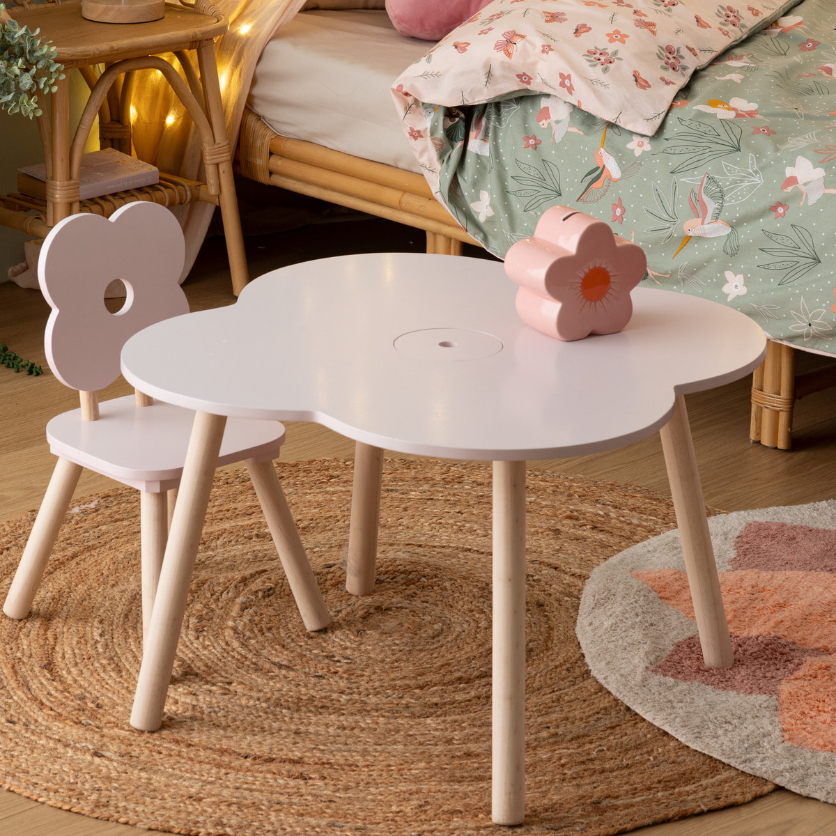 Table enfant "Ally" rose 51x51x40cm
