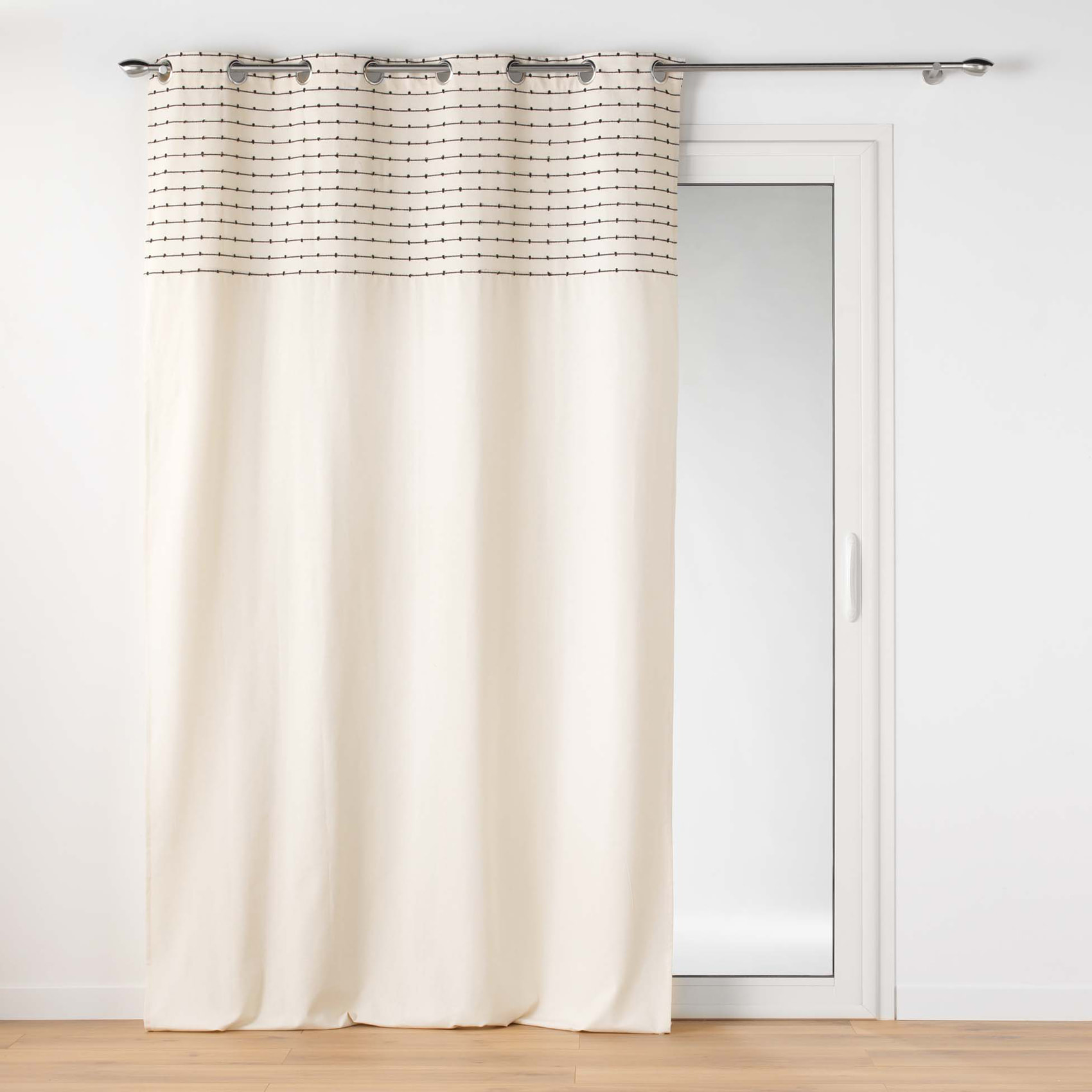 Rideau en coton recyclé à top fil coupé - Naturel