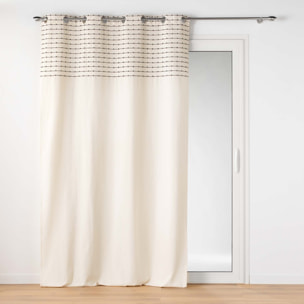 Rideau en coton recyclé à top fil coupé - Naturel
