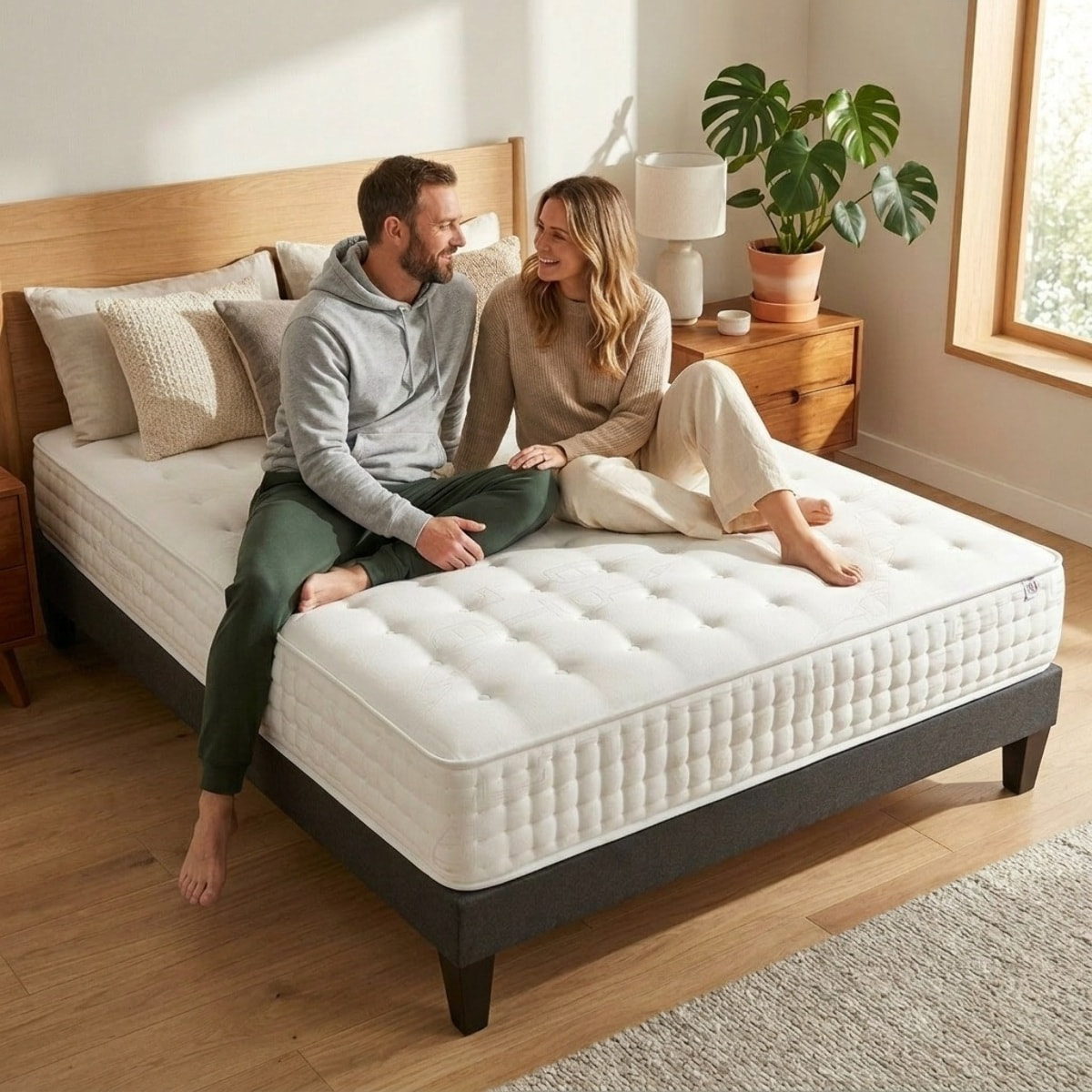 Ensemble Matelas Vendôme & Sommier KIT15, 25 cm, Mémoire de Forme et Mousse Supersoft, Technologie tri-Lattes, Soutien ferme