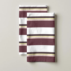 Lot de 2 torchons de cuisine 100% coton Kai Grenat