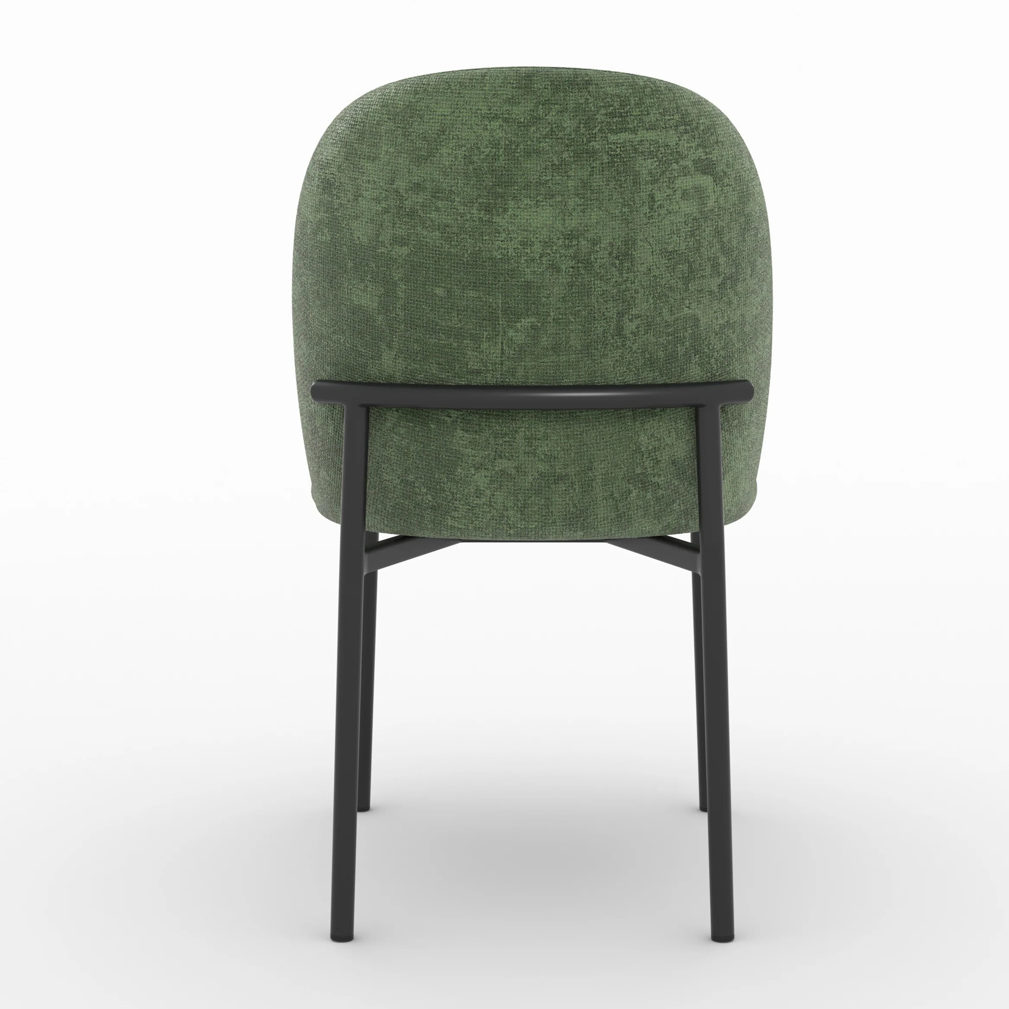 Lot de 2 chaises en tissu vert sapin et pieds métal noir - Noah