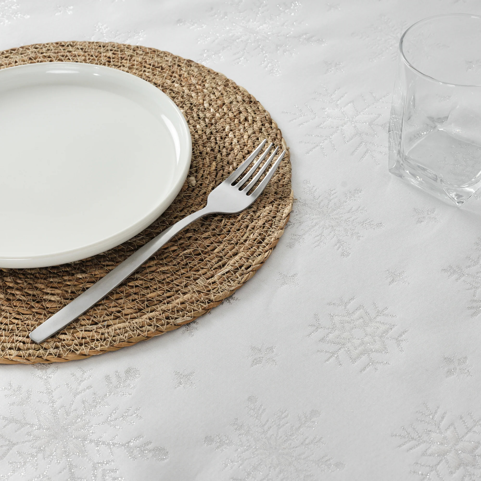 Nappe en tissu jacquard fil d'argent PSC4821