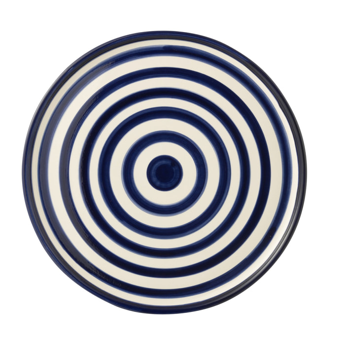 J-Line assiette Granada Stripes - céramique - blanc/bleu