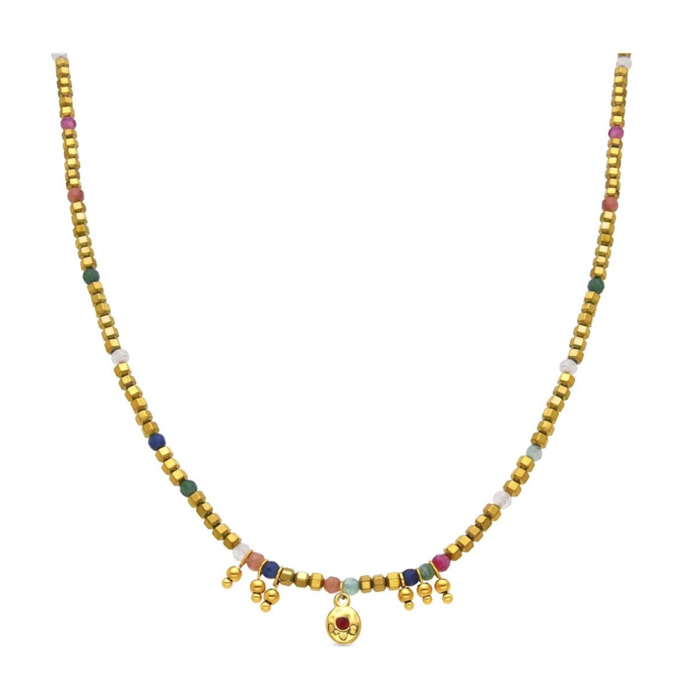 Collar con Cristal Multicolor acabado oro 18k