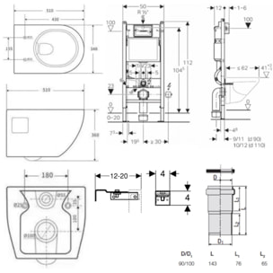 Pack WC Bâti-support Geberit + WC sans bride Swiss Aqua Technologies + Abattant SoftClose + Plaque Blanche (ProjectGeb3)
