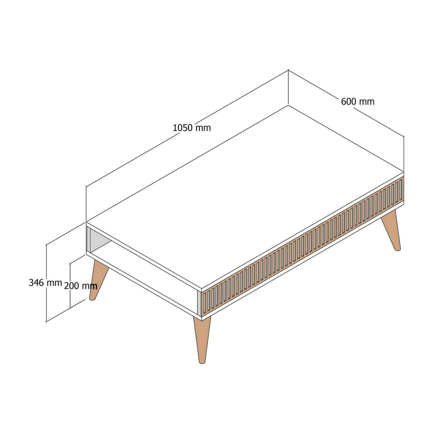 Tavolino da salotto Dgiovinc, Tavolo basso da caffè, Portariviste per divano, Ripiano da soggiorno, 105x60h35 cm, Noce e Antracite