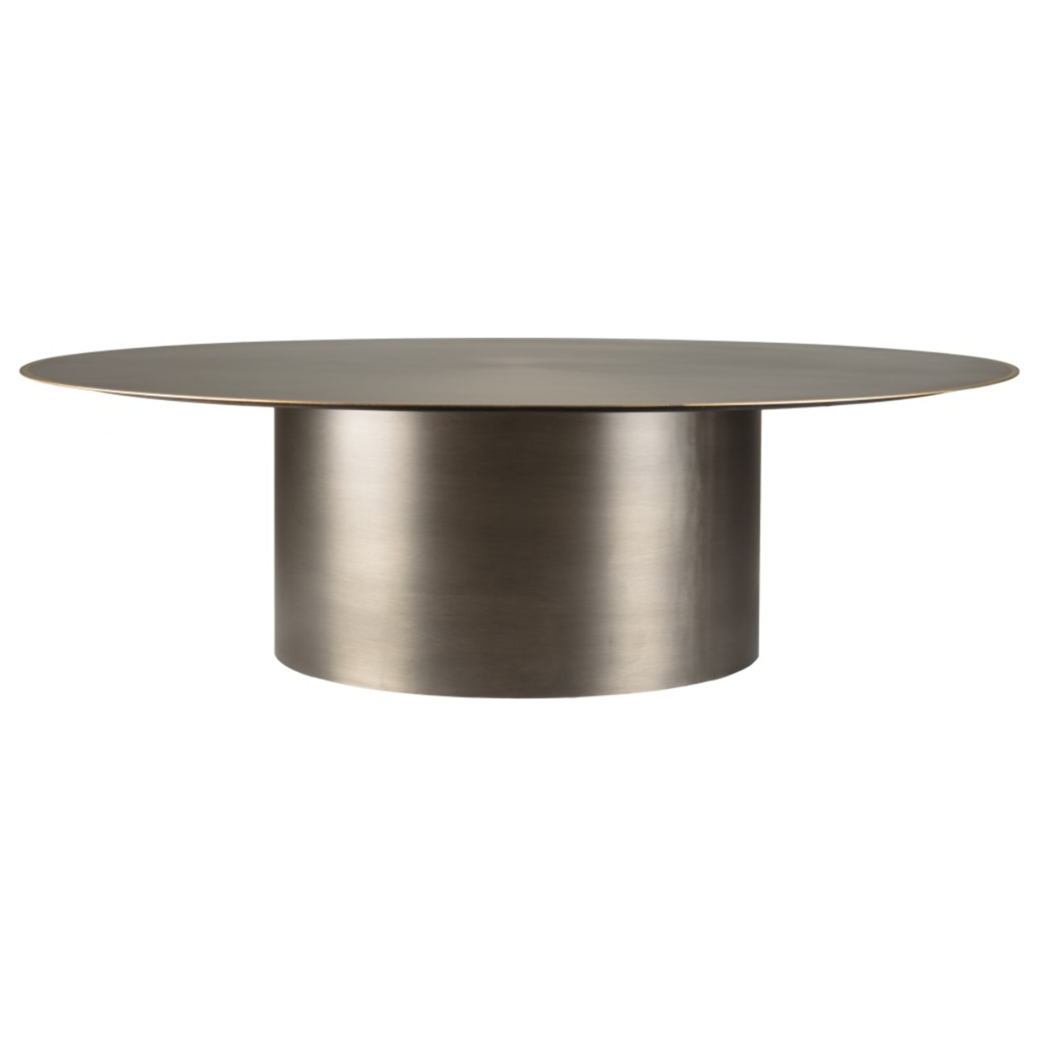 JAMES - Table basse ronde 120x120cm en fer noir et bordure dorée