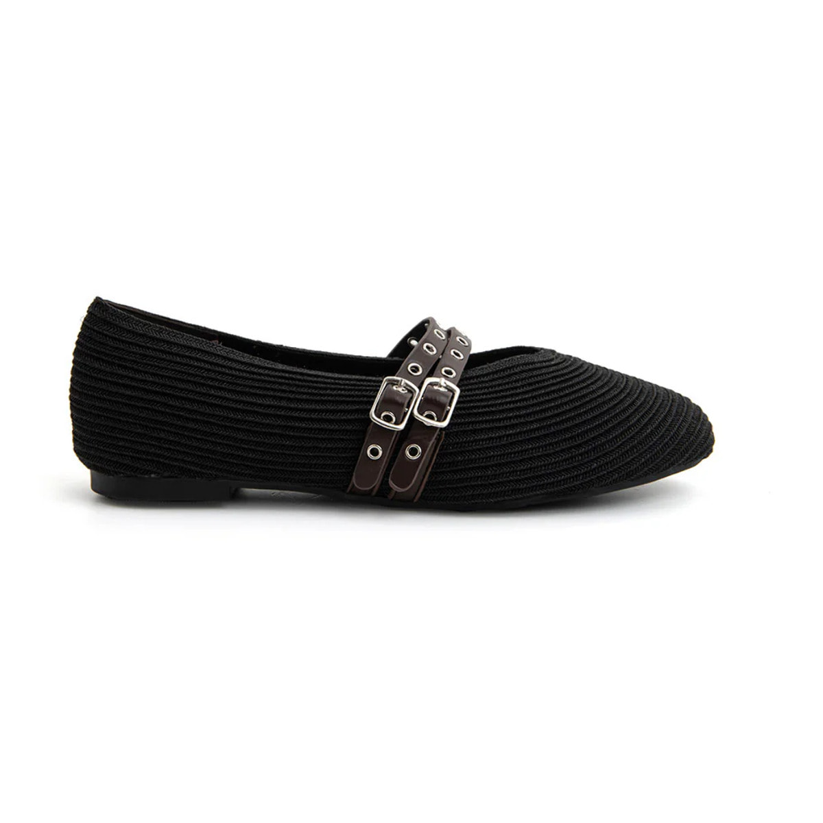 Ballerina rock-edge con punta stondata - NERO