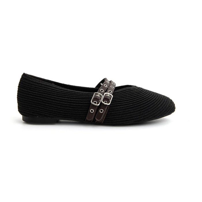 Ballerina rock-edge con punta stondata - NERO