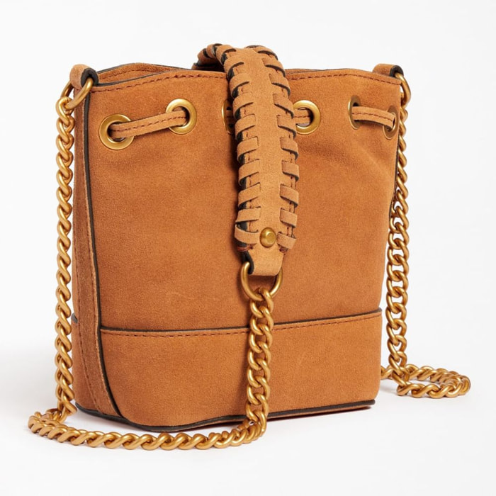 Sac seau Kaoma - 100% cuir suédé - marron clair