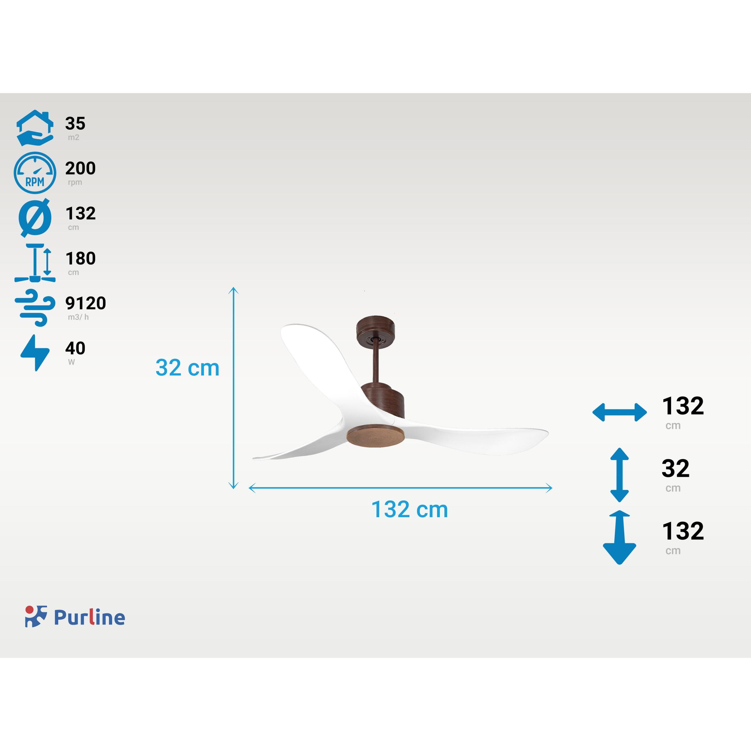 Ventilateur de plafond Wifi Moteur à courant continu Télécommande Hypersilence Mémoire Shopify Vendible (AUTOMATIQUE) 40   W brun