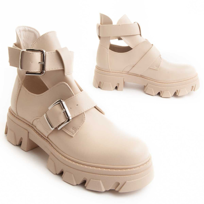 Botines de Plataforma - Beige - Altura: 4 cm