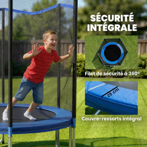 Trampoline enfant complet dia. 1,83 m - couvre-ressorts, filet sécurité, échelle inclus