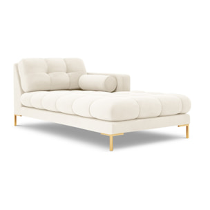 Méridienne droite "Bali" en velours beige clair