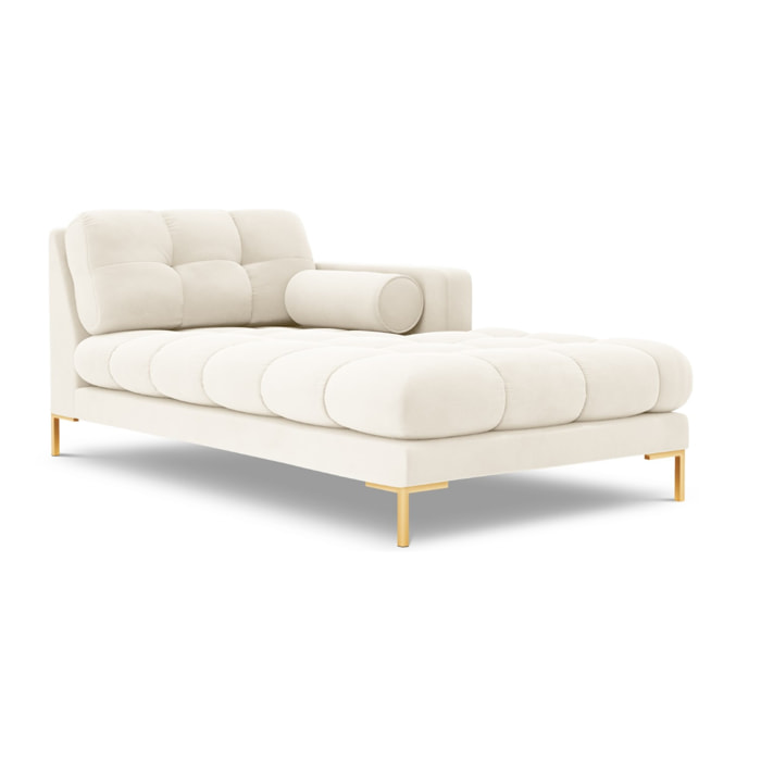 Méridienne droite "Bali" en velours beige clair