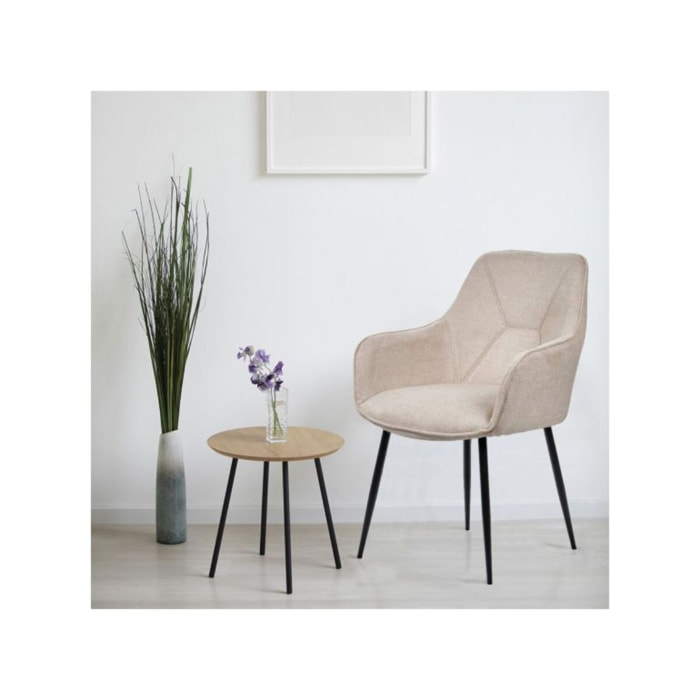 Chaise en tissu avec accoudoirs et pieds métal noir - MIKI