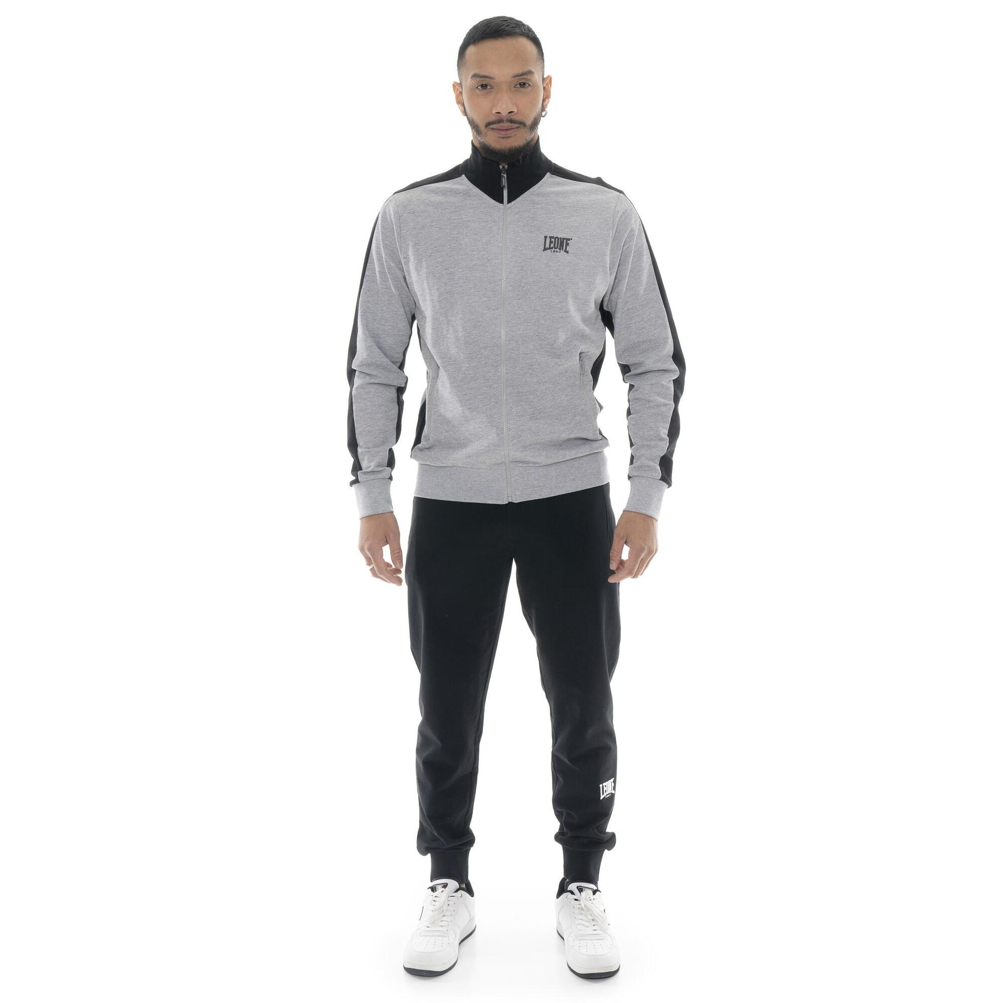 Tuta da uomo in cotone non garzato con colletto e zip Leone Basic