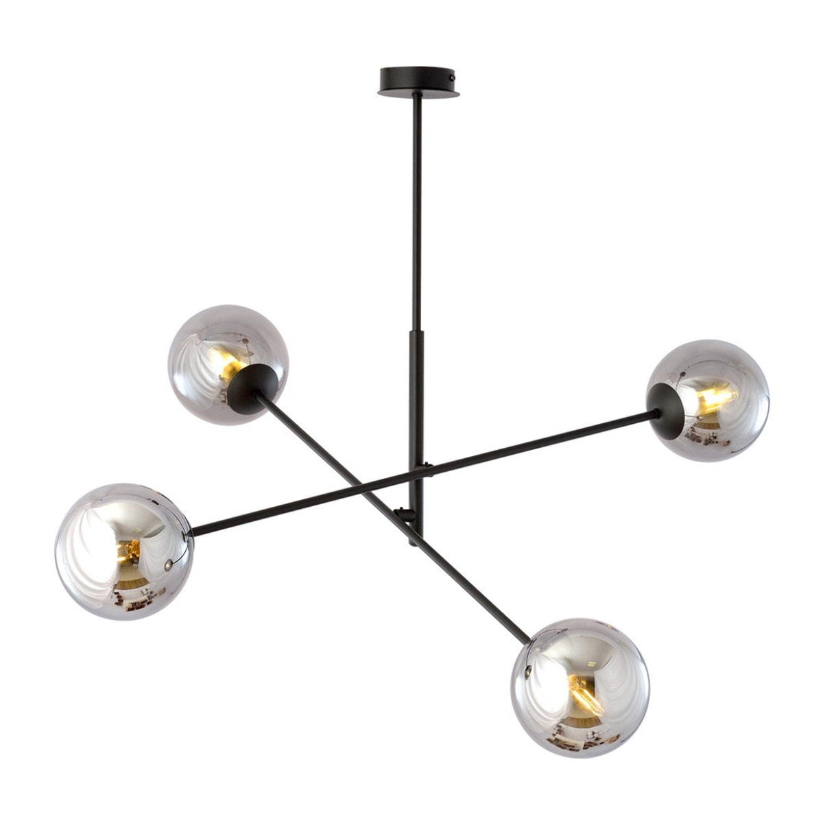 Lampada a sospensione LINEAR in acciaio nero e vetro grafite
