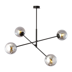 Lampada a sospensione LINEAR in acciaio nero e vetro grafite