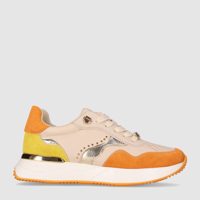 Deportivos de Serraje - Naranja - Tacón: 3 cm