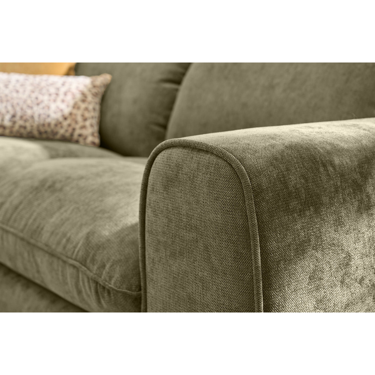 Canapé convertible avec têtières ajustables 3 places en tissu effet velours texturé vert kaki NOAM