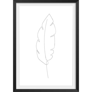 Affiche plume en croquis Affiche + cadre en bois - Noir