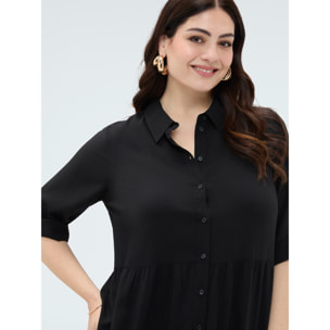 Fiorella Rubino - Vestido largo camisero en viscosa - Negro