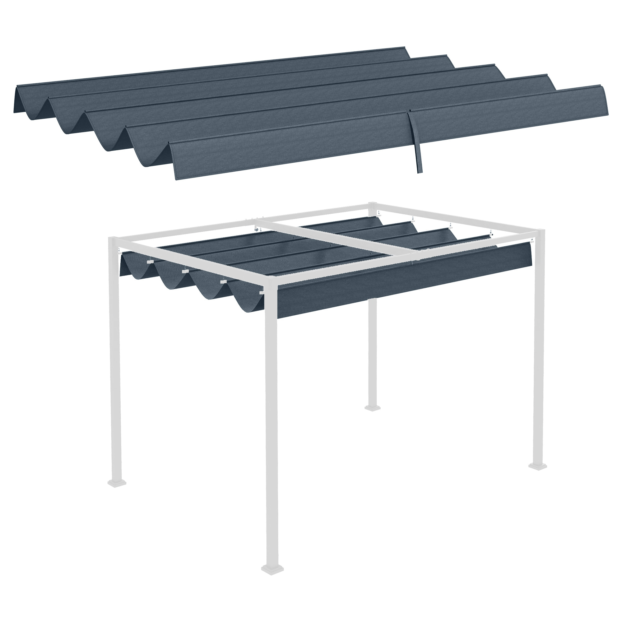 Techo de Pá©rgola Retrá¡ctil 286x245 cm Techo de Sustitución Toldo de Repuesto con Protección UV30+ para Pá©rgola de 3x2,15 m Gris Oscuro