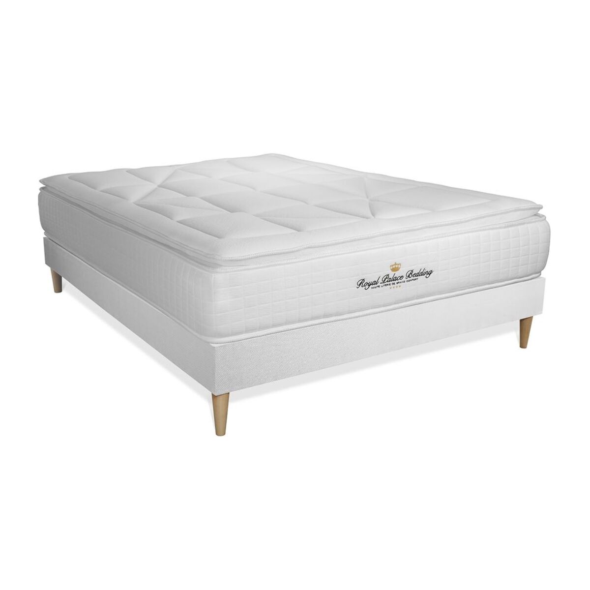 Ensemble George V + Sommier Tapissier multi-lattes cm d'épaisseur - Matelas à Ressorts ensachés et mémoire de forme de 28cm d'épaisseur