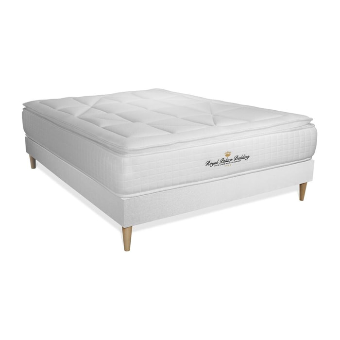 Ensemble George V + Sommier Tapissier multi-lattes cm d'épaisseur - Matelas à Ressorts ensachés et mémoire de forme de 28cm d'épaisseur