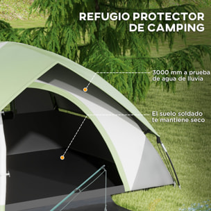 Tienda de Campaña para 2 Personas Tienda de Camping Plegable Ligero con Ventana y Bolsa de Transporte Impermeable 3000 mm 210x150x110 cm Verde