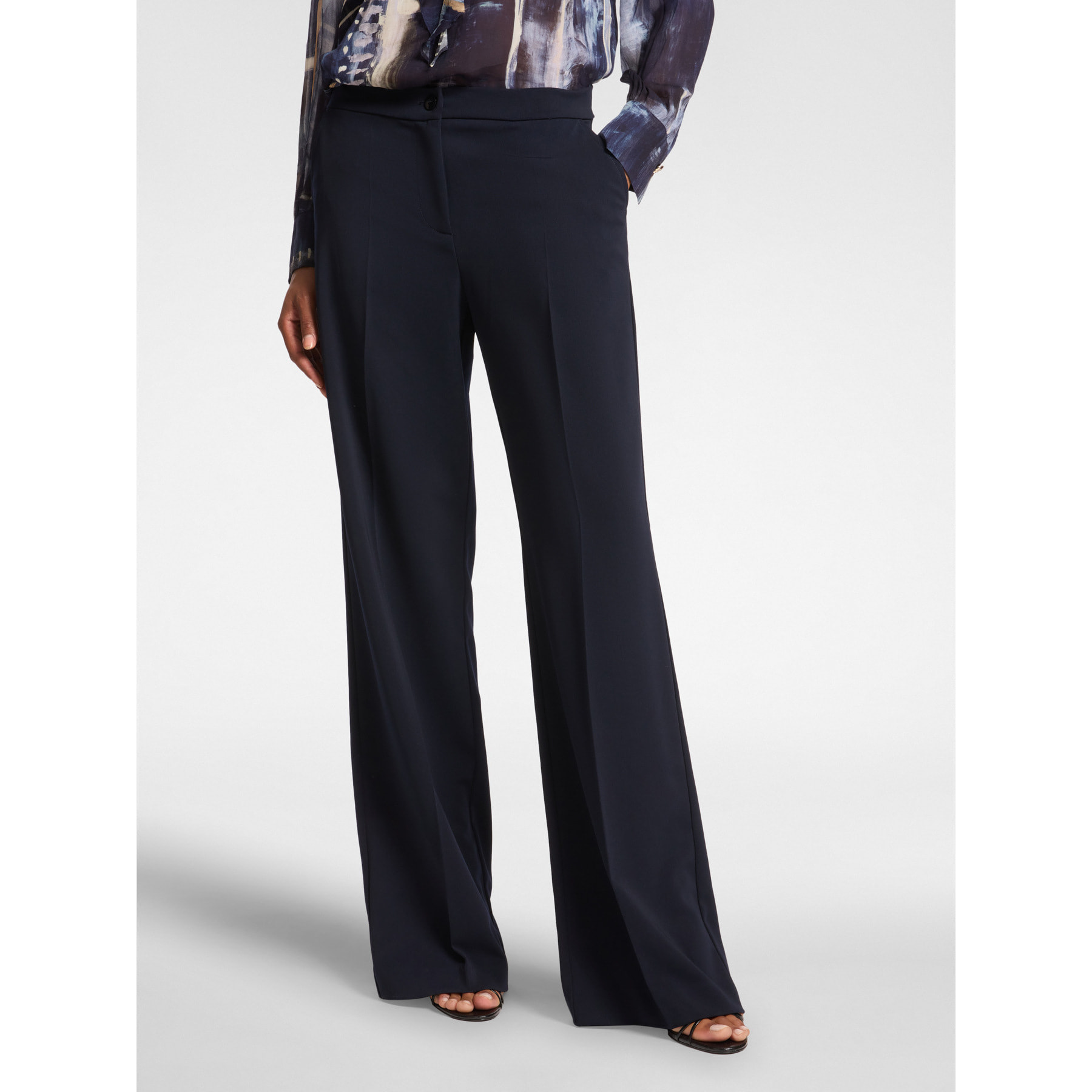 Elena Mirò - Pantaloni maschili in tessuto fluido - Blu