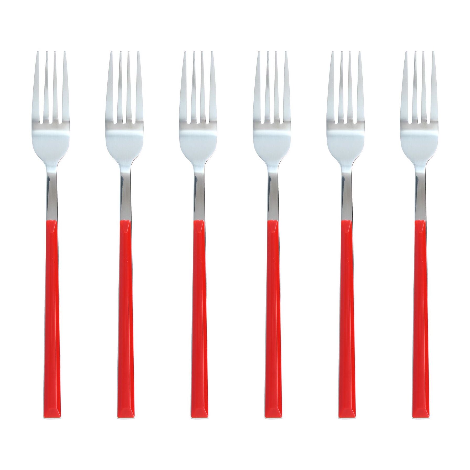 Lot de 6 fourchettes rouges en acier inoxydable  COLORAMA