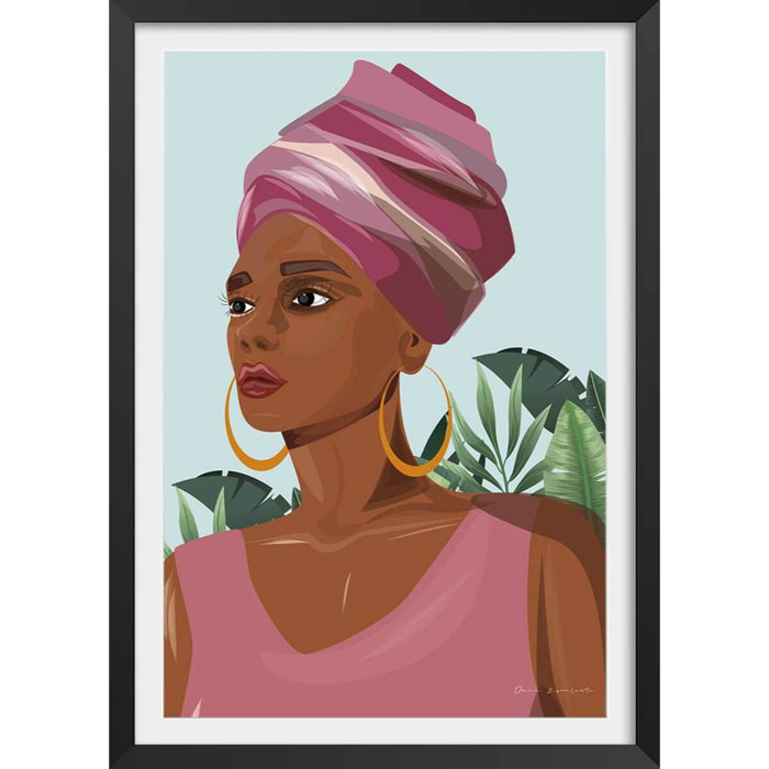 Affiche mode Créoles Affiche + cadre en bois - Noir