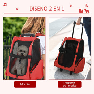 Transportin Carrito para Perro de Oxford 36x30x49 cm Rojo