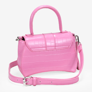 Bolso de mano rosa con espejo de mariposa