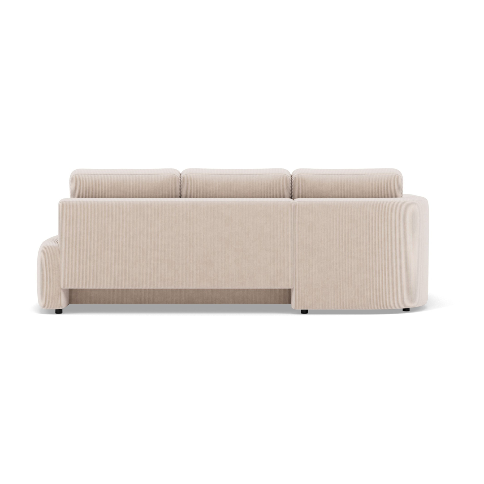 Mahina - canapé d'angle gauche 4 places convertible avec coffre en velours côtelé - Beige