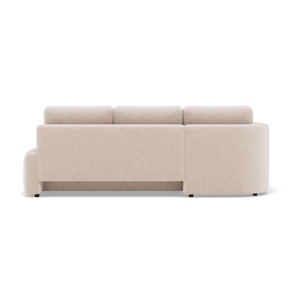 Mahina - canapé d'angle gauche 4 places convertible avec coffre en velours côtelé - Beige