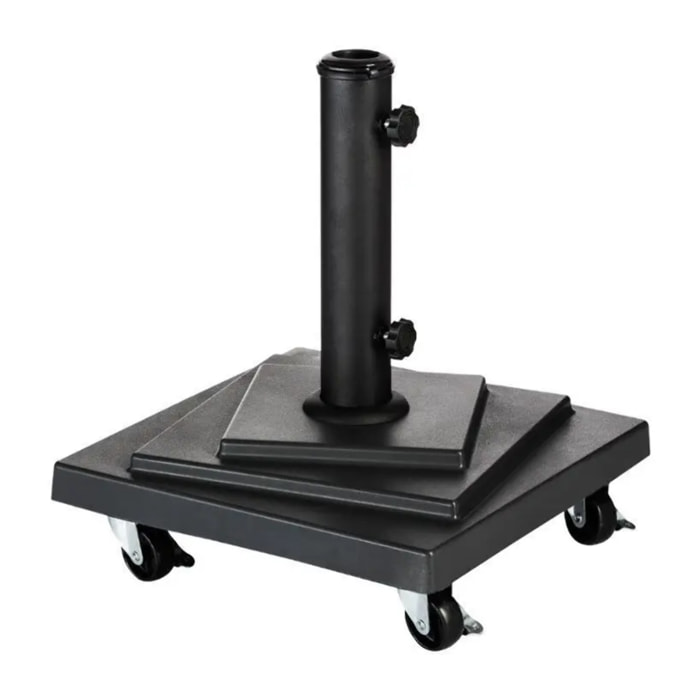 Pied de parasol carré à roulettes Noir