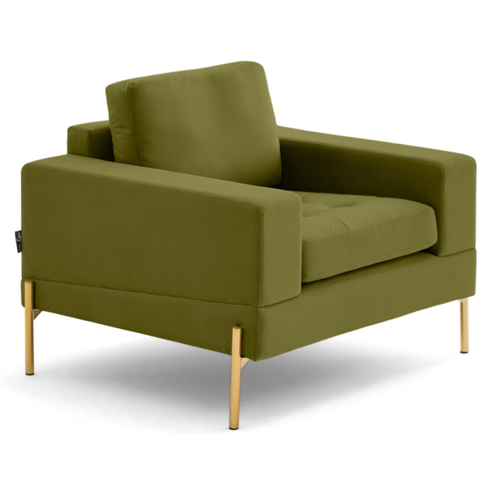 Isaure - fauteuil en velours - Vert Olive