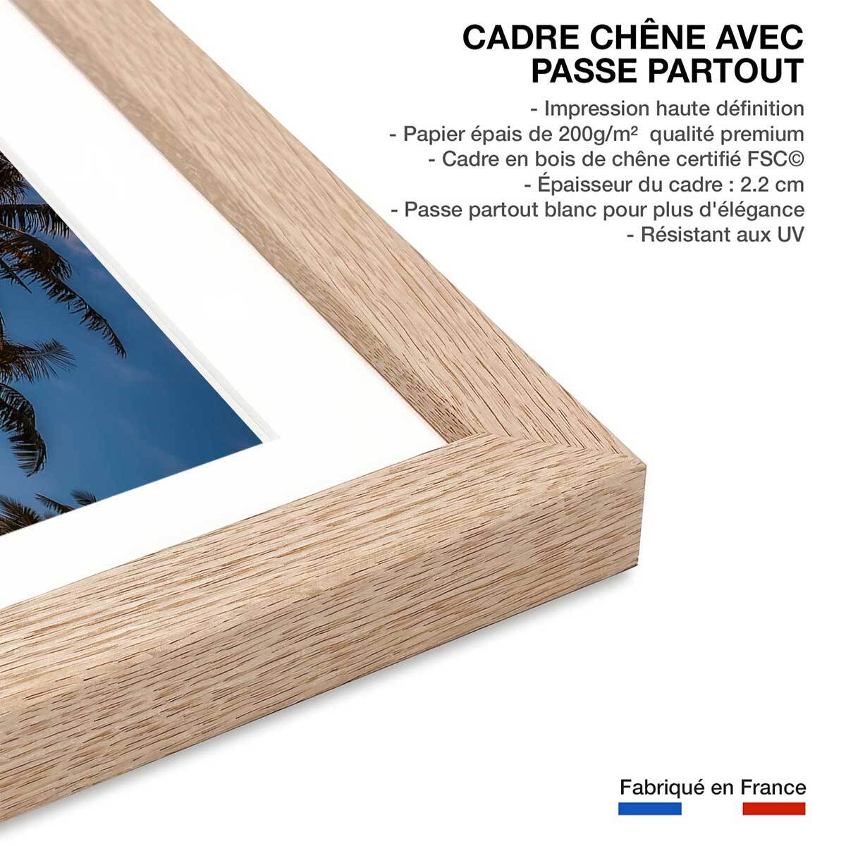 Affiche paysage paradis beach Affiche + cadre en bois - Chêne