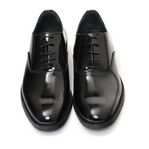 Francsesine stringate in vernice con fondo in cuoio antiscivolo Nero