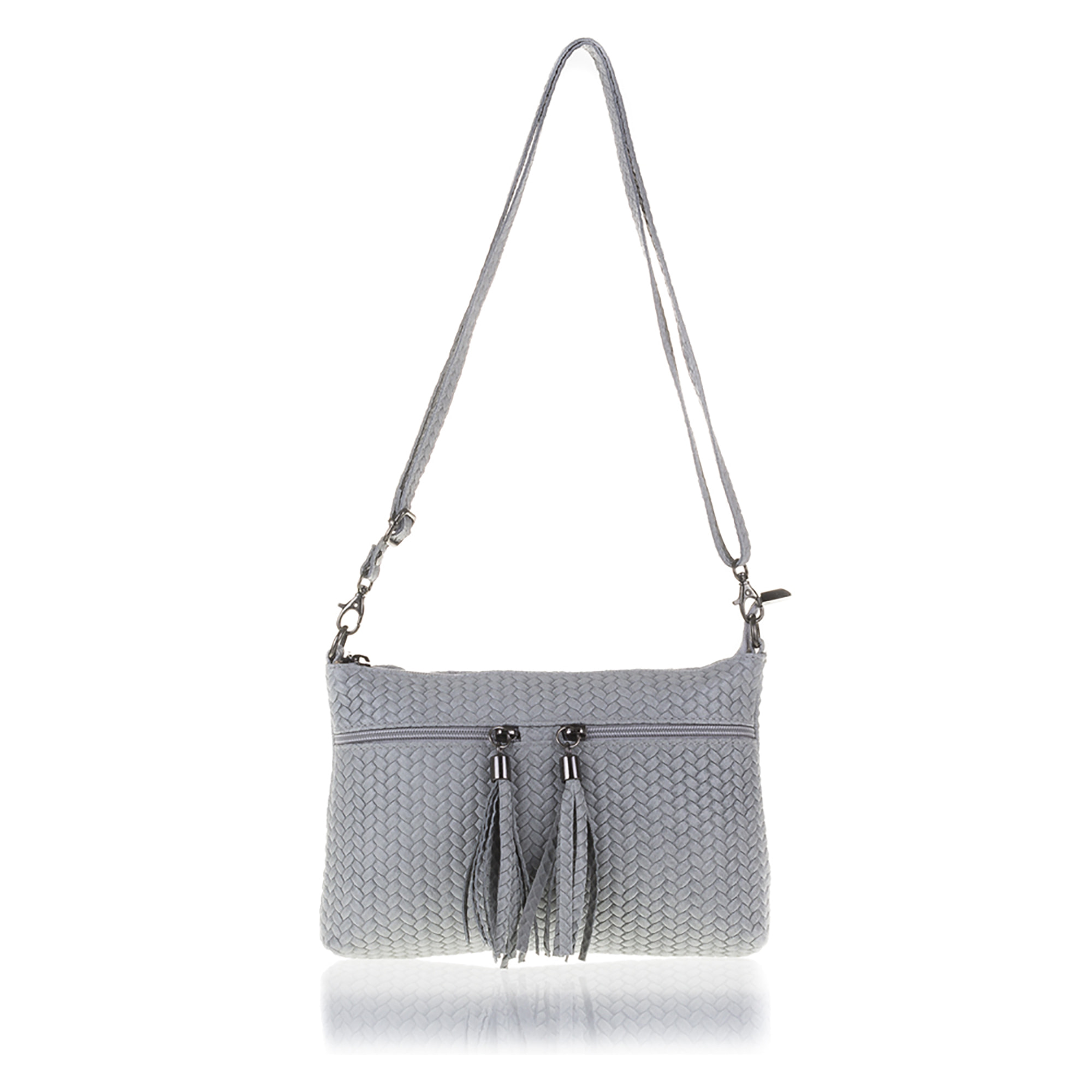 Genova Borsa a tracolla Donna.Pelle autentica Camoscio Inciso Spiga