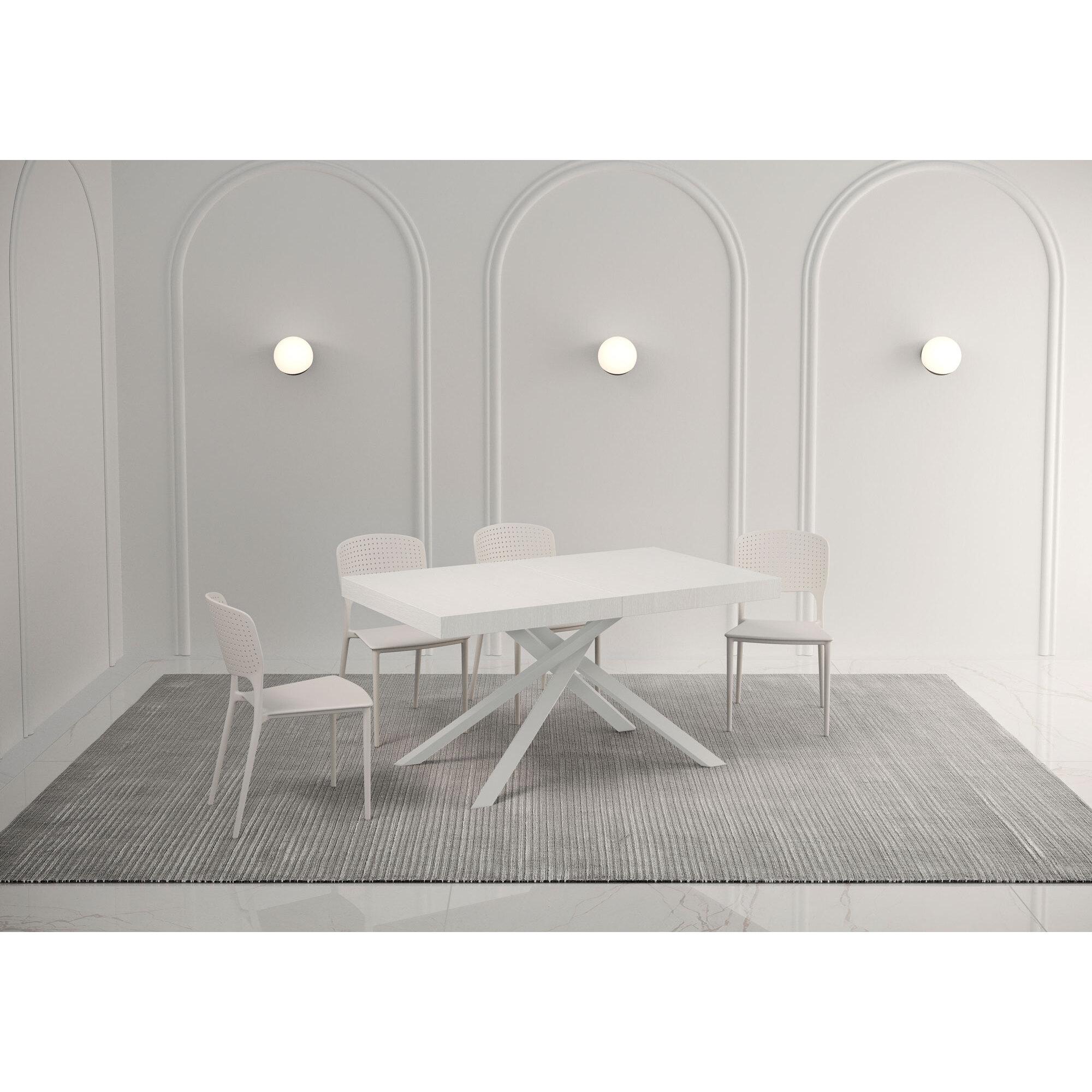 Table extensible 140x90/244 cm Karida Frêne Blanc cadre Anthracite