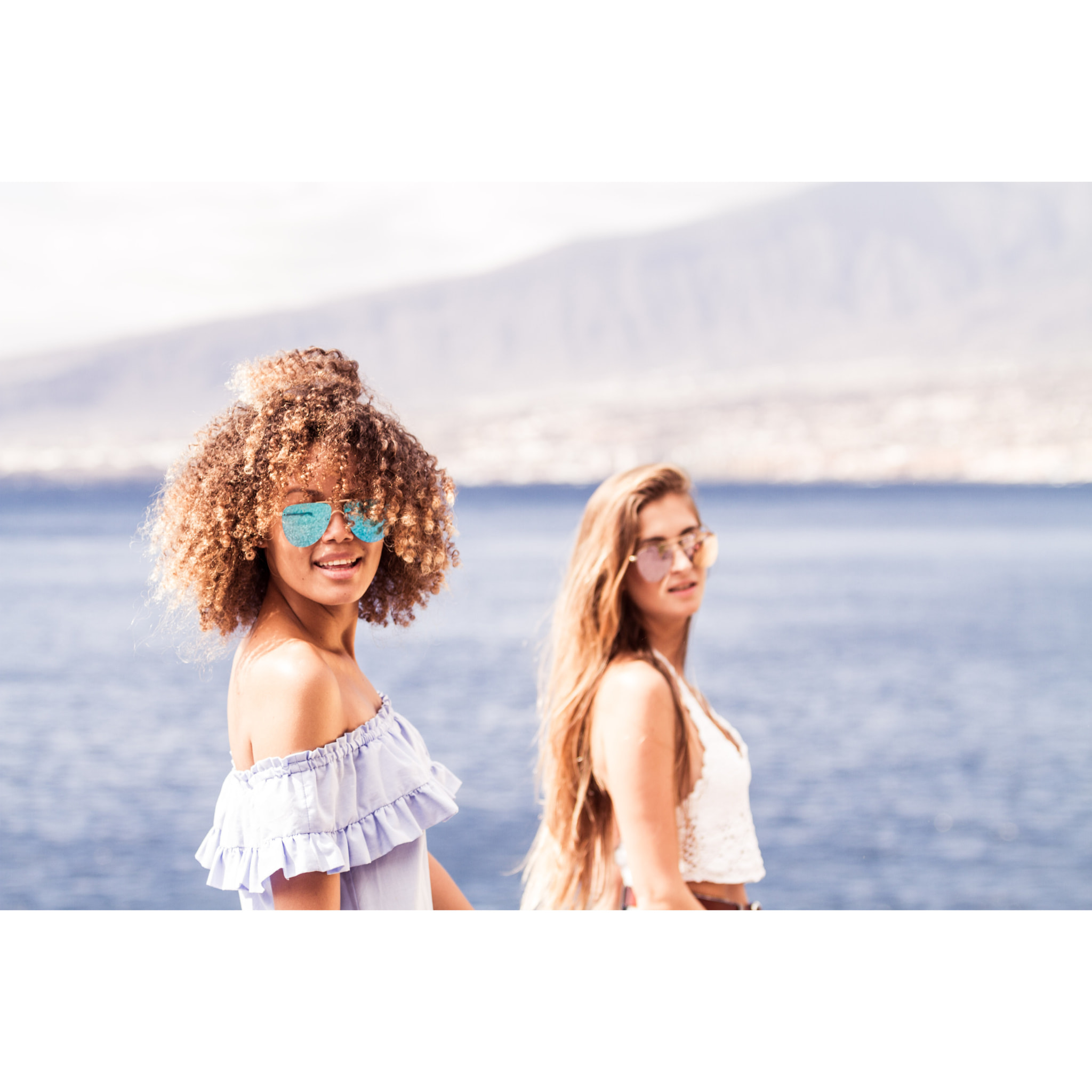 Gafas de sol OCEAN LONG BEACH - Nuevo montura dorado mate / Plana revo azul cielo real