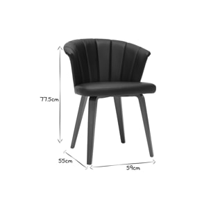 Chaises design noir et bois foncé noyer (lot de 2 ) ALBIN